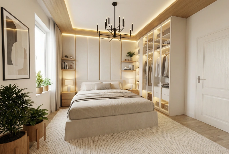 Дизайн интерьера в стиле Контемпорари — Спальня от нейросети RoomGPT