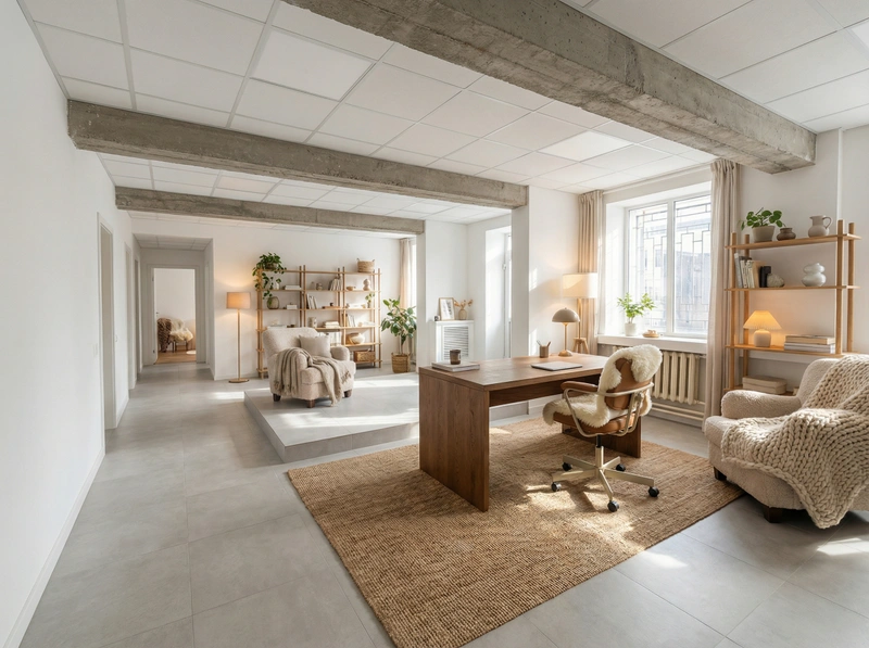 Дизайн интерьера в стиле Хюгге — Кабинет от нейросети RoomGPT