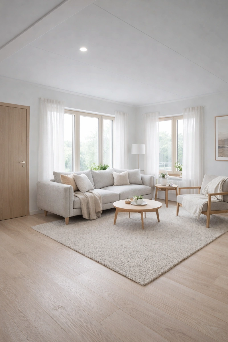 Дизайн гостиной в стиле Сканди — фото интерьера от нейросети RoomGPT