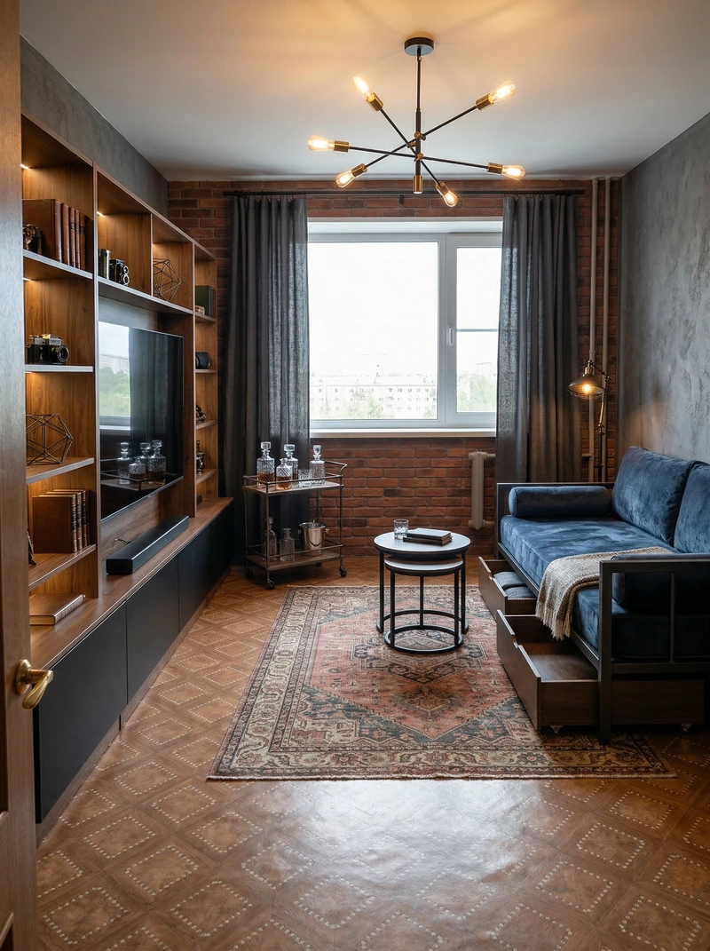 Дизайн интерьера в стиле Лофт — Гостиная от нейросети RoomGPT