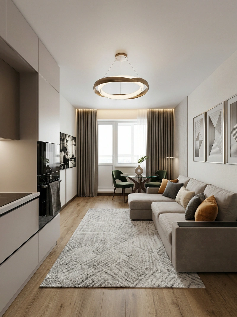 Дизайн гостиной в стиле Контемпорари — фото интерьера от нейросети RoomGPT