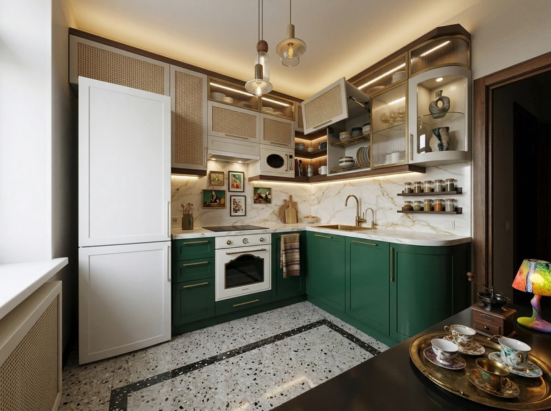 Дизайн кухни в стиле Эклектика — фото интерьера от нейросети RoomGPT