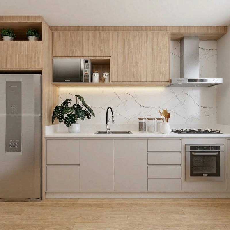 Дизайн кухни в стиле Сканди — фото интерьера от нейросети RoomGPT