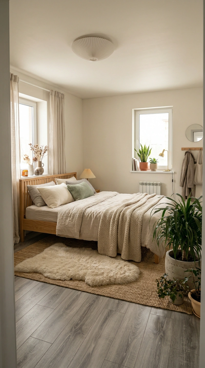 Дизайн интерьера в стиле Хюгге — Спальня от нейросети RoomGPT
