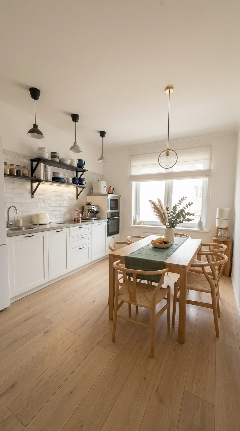 Дизайн интерьера в стиле Сканди — Кухня от нейросети RoomGPT