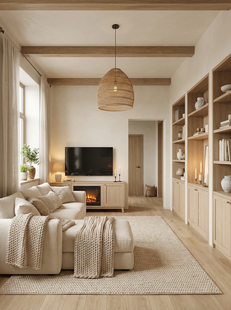 Дизайн интерьера в стиле Хюгге — Гостиная от нейросети RoomGPT