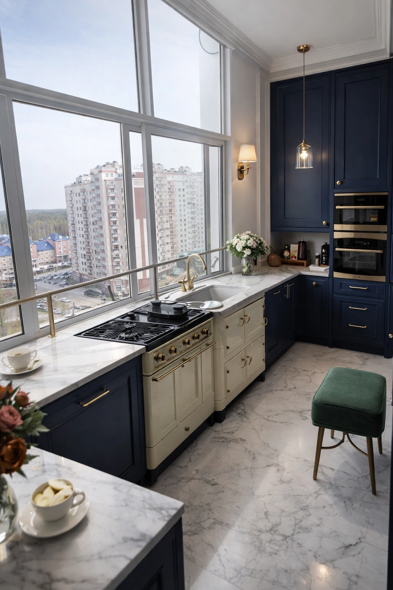 Дизайн кухни в стиле Британский — фото интерьера от нейросети RoomGPT