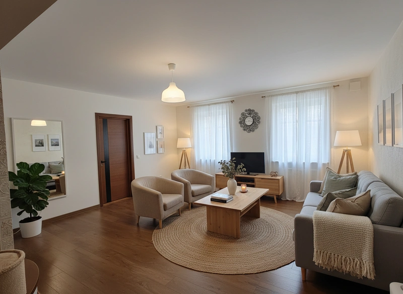 Дизайн интерьера в стиле Хюгге — Гостиная от нейросети RoomGPT