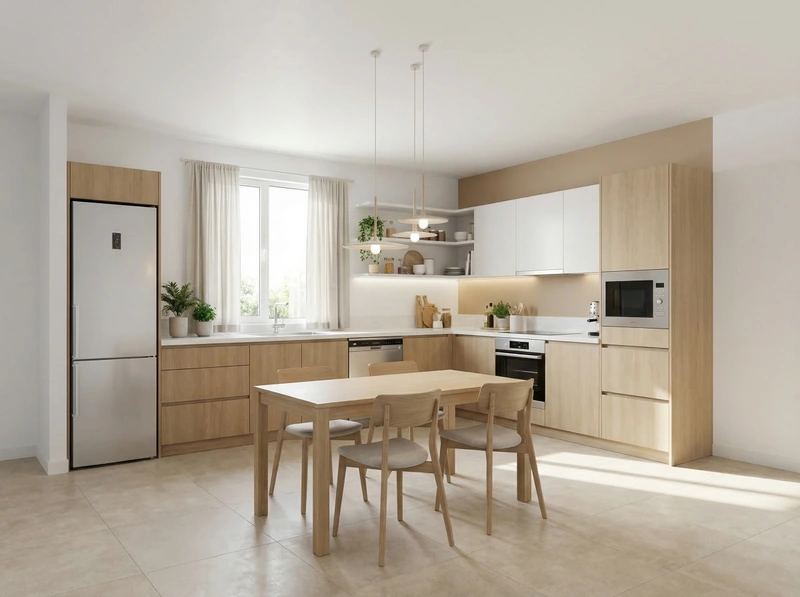 Дизайн интерьера в стиле Сканди — Кухня от нейросети RoomGPT