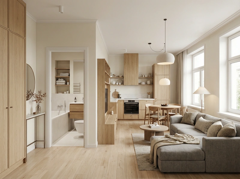 Дизайн интерьера в стиле Хюгге — Гостиная от нейросети RoomGPT