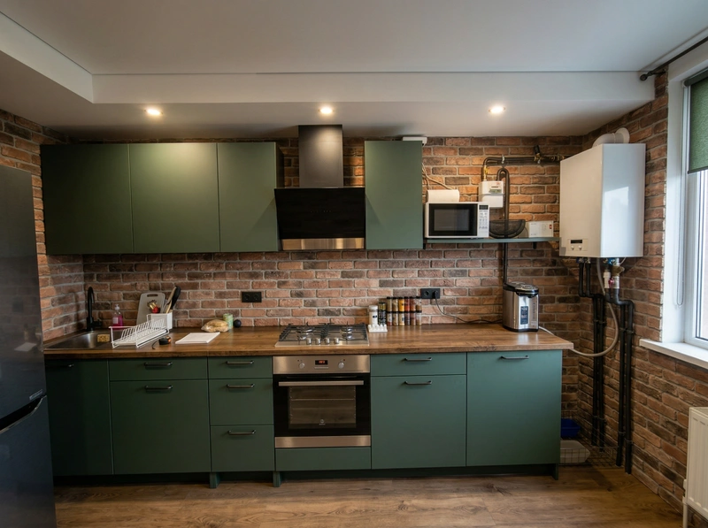 Дизайн кухни в стиле Лофт — фото интерьера от нейросети RoomGPT