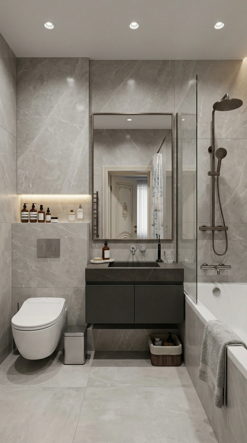 Дизайн интерьера в стиле Контемпорари — Ванная от нейросети RoomGPT