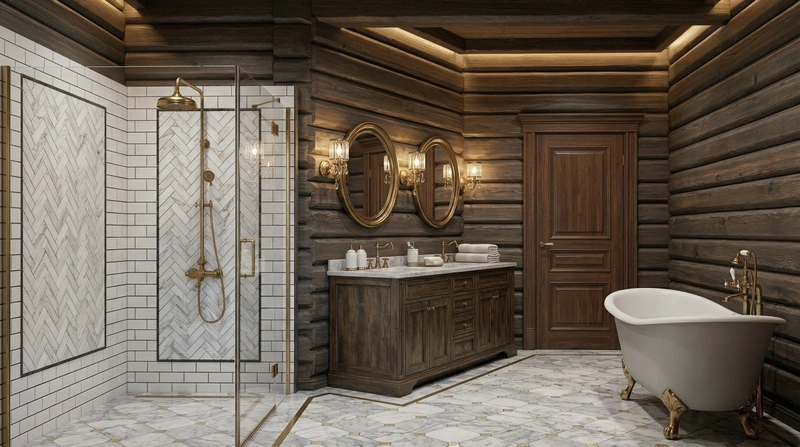 Дизайн ванной в стиле Классика — фото интерьера от нейросети RoomGPT