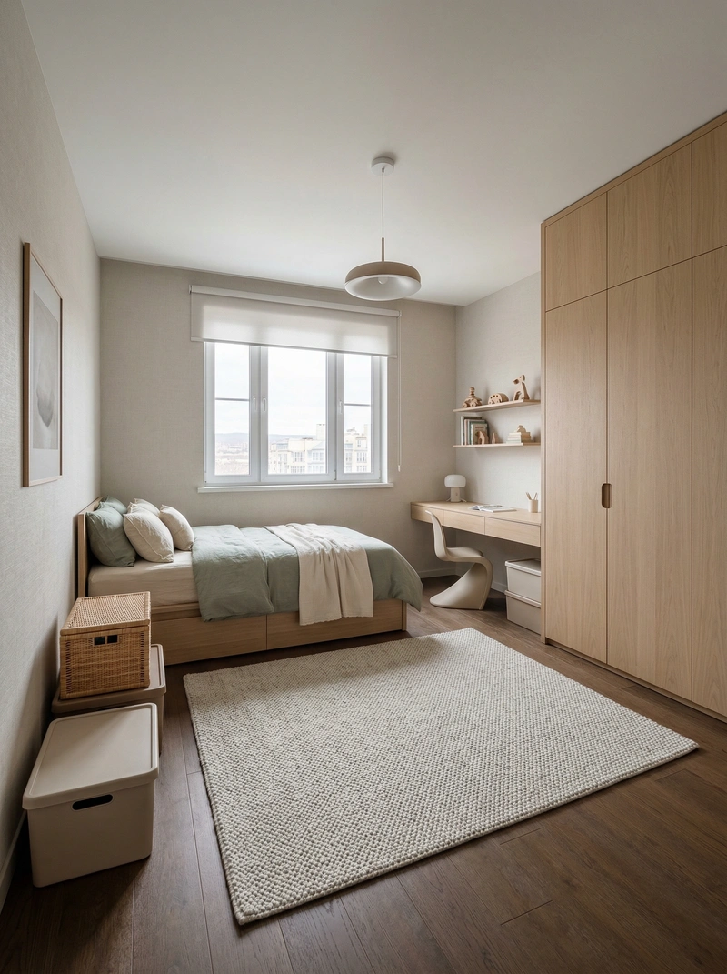 Дизайн детской в стиле Минимализм — фото интерьера от нейросети RoomGPT