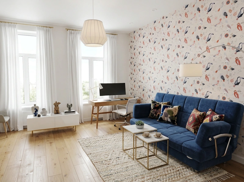 Дизайн интерьера в стиле Эклектика — Гостиная от нейросети RoomGPT