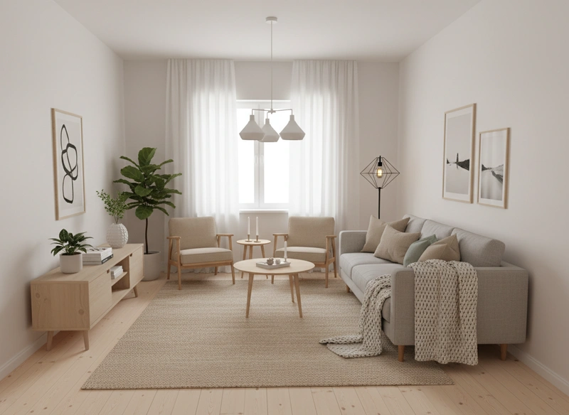 Дизайн интерьера в стиле Хюгге — Гостиная от нейросети RoomGPT