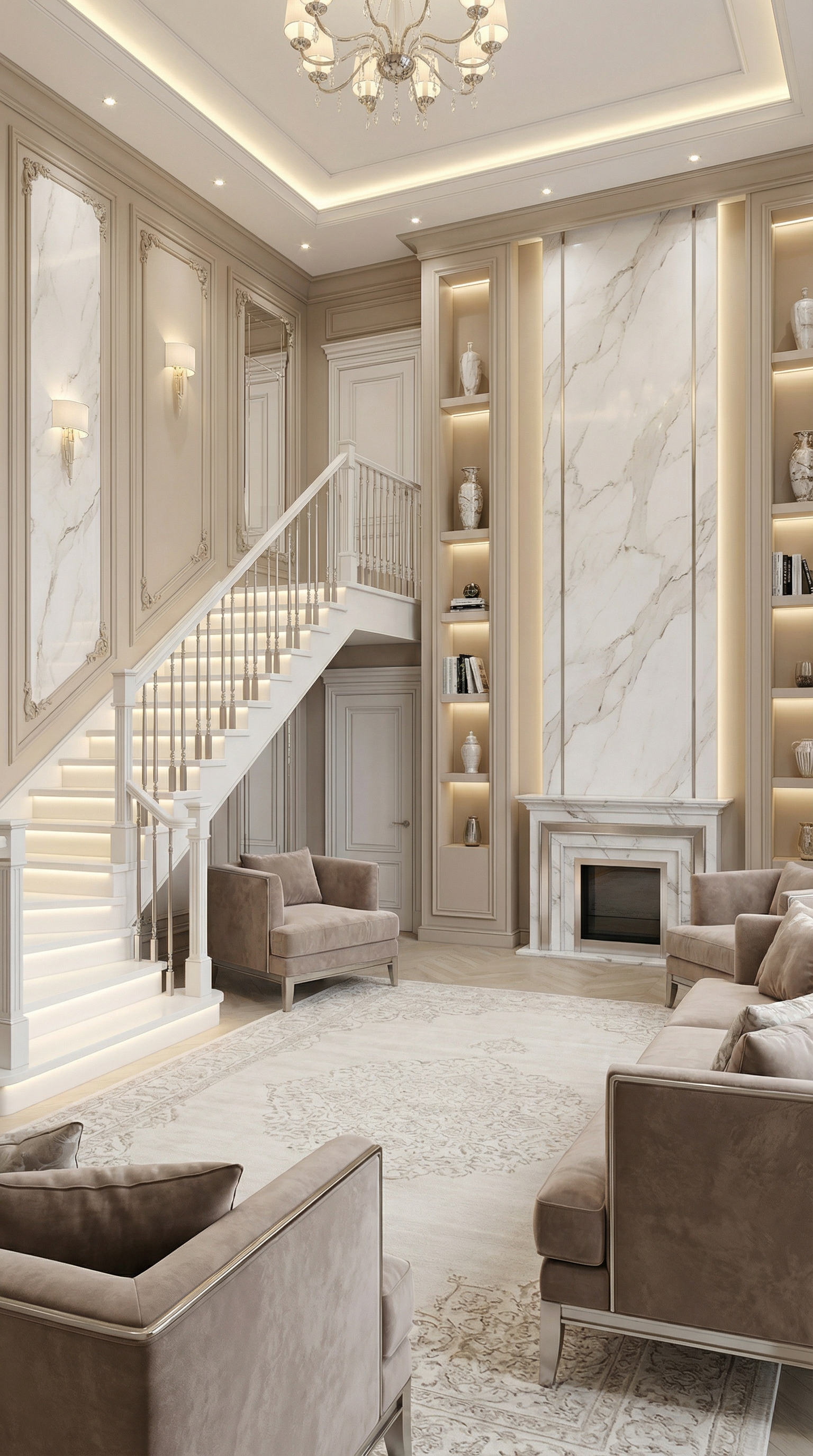 Дизайн гостиной в стиле Классика — фото интерьера от нейросети RoomGPT