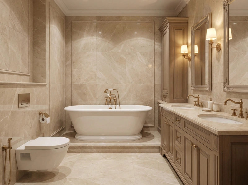 Дизайн ванной в стиле Классика — фото интерьера от нейросети RoomGPT