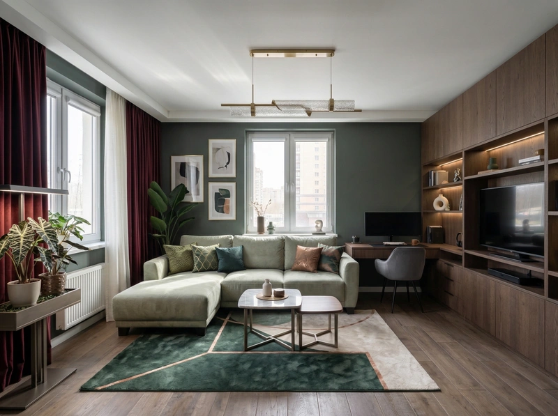 Дизайн гостиной в стиле Контемпорари — фото интерьера от нейросети RoomGPT