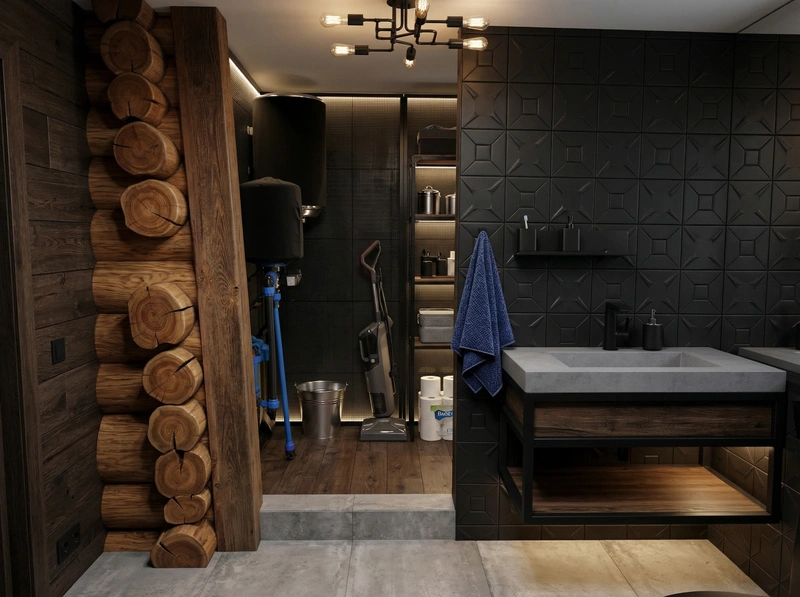 Дизайн ванной в стиле Лофт — фото интерьера от нейросети RoomGPT