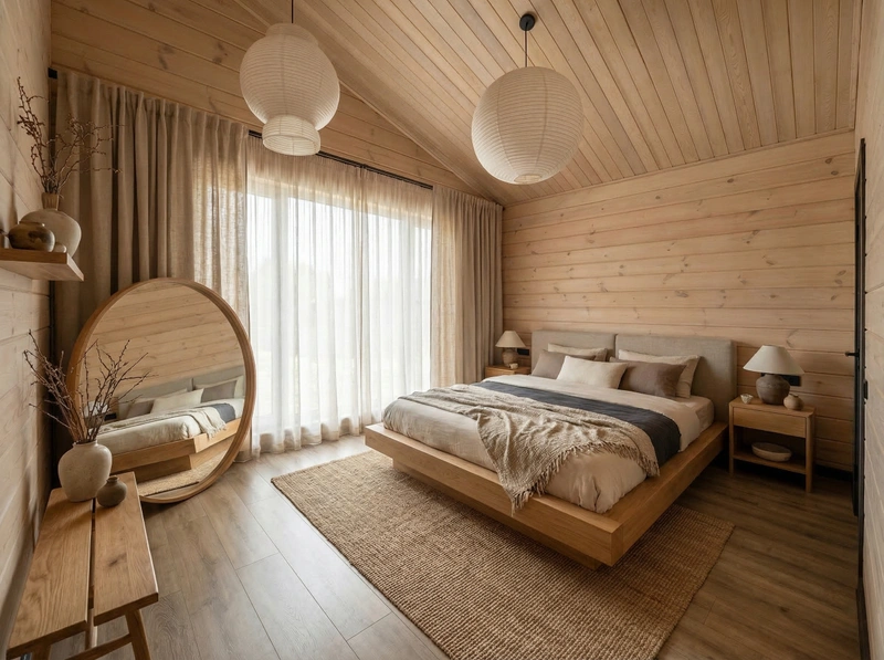 Дизайн спальни в стиле Japandi — фото интерьера от нейросети RoomGPT