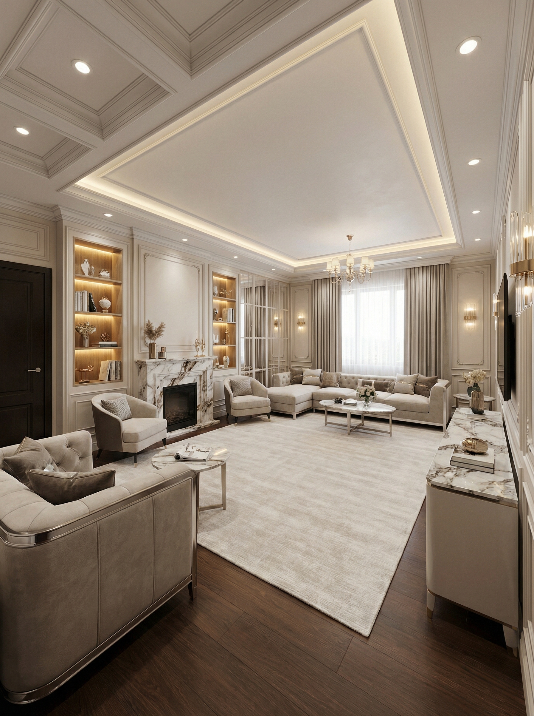 Дизайн гостиной в стиле Классика — фото интерьера от нейросети RoomGPT