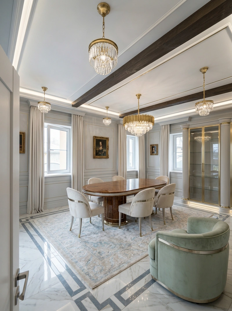 Дизайн гостиной в стиле Неоклассика — фото интерьера от нейросети RoomGPT