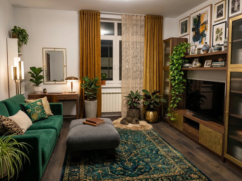 Дизайн гостиной в стиле Эклектика — фото интерьера от нейросети RoomGPT