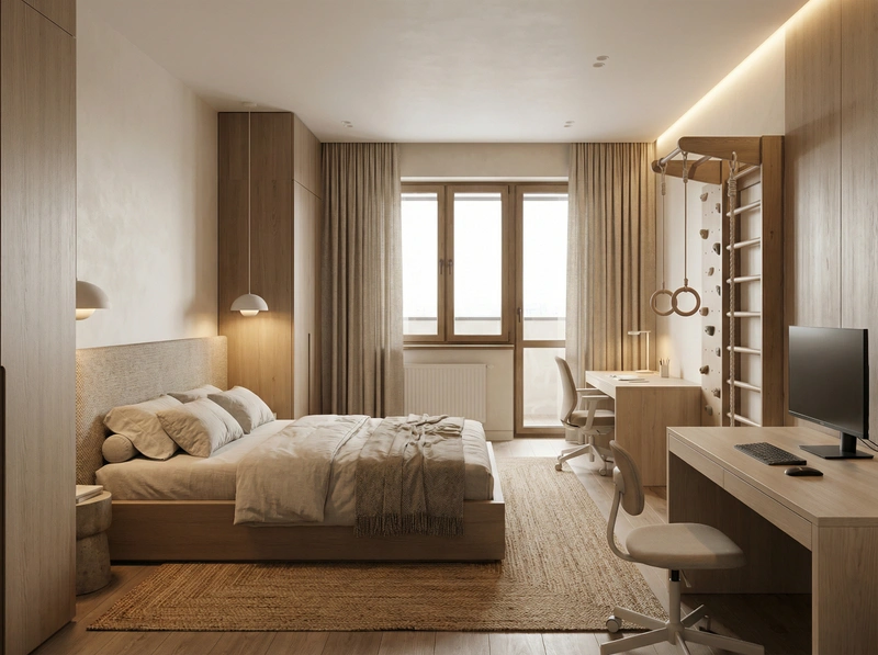 Дизайн детской в стиле Japandi — фото интерьера от нейросети RoomGPT