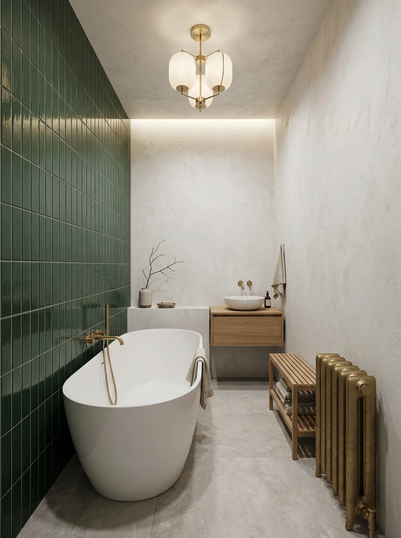 Дизайн ванной в стиле Japandi — фото интерьера от нейросети RoomGPT