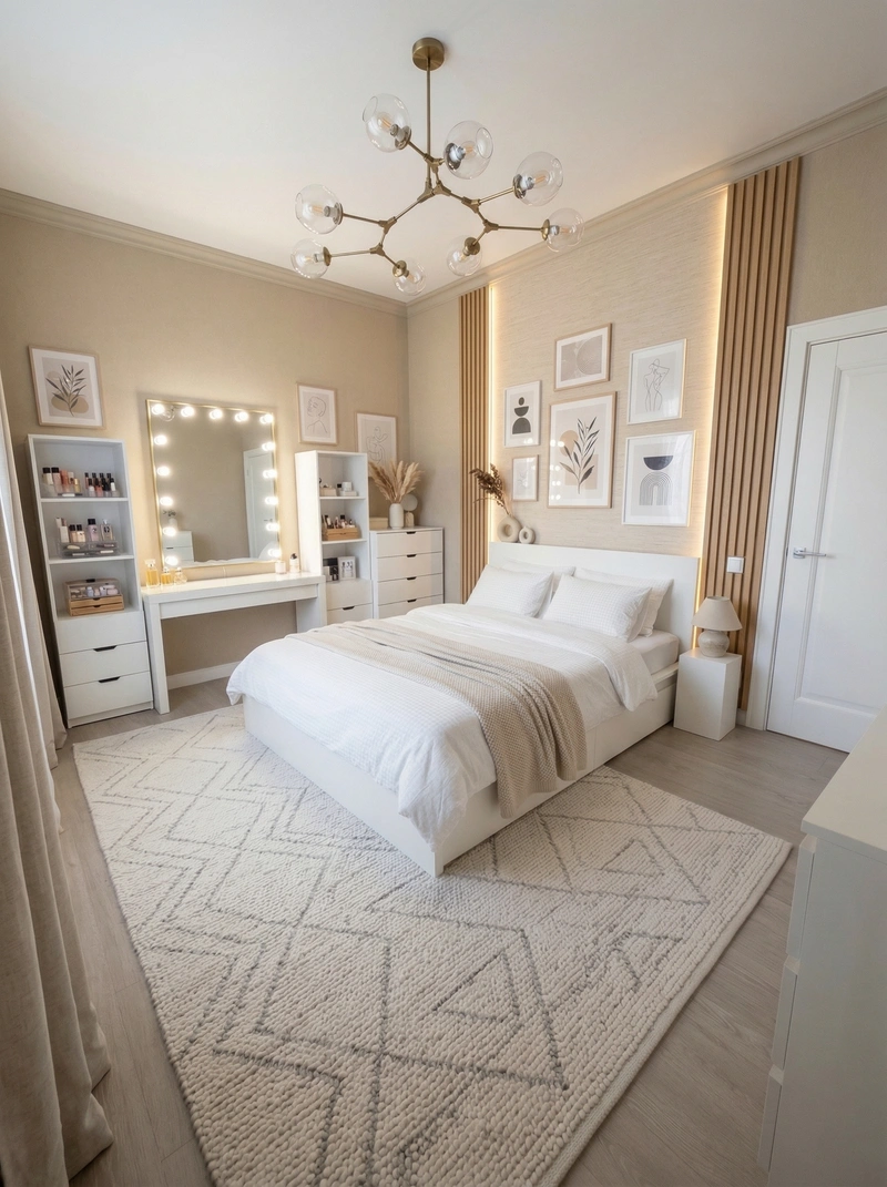 Дизайн спальни в стиле Сканди — фото интерьера от нейросети RoomGPT