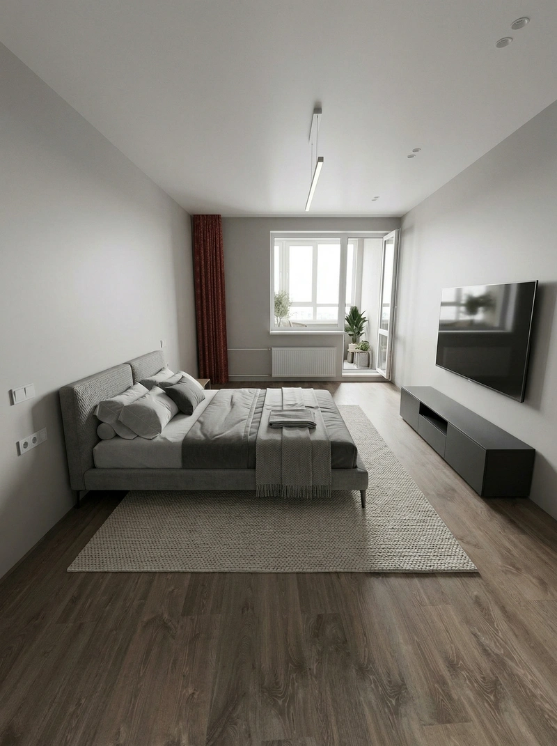 Дизайн спальни в стиле Минимализм — фото интерьера от нейросети RoomGPT