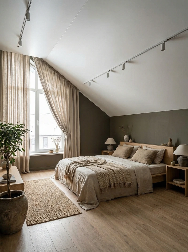 Дизайн спальни в стиле Japandi — фото интерьера от нейросети RoomGPT