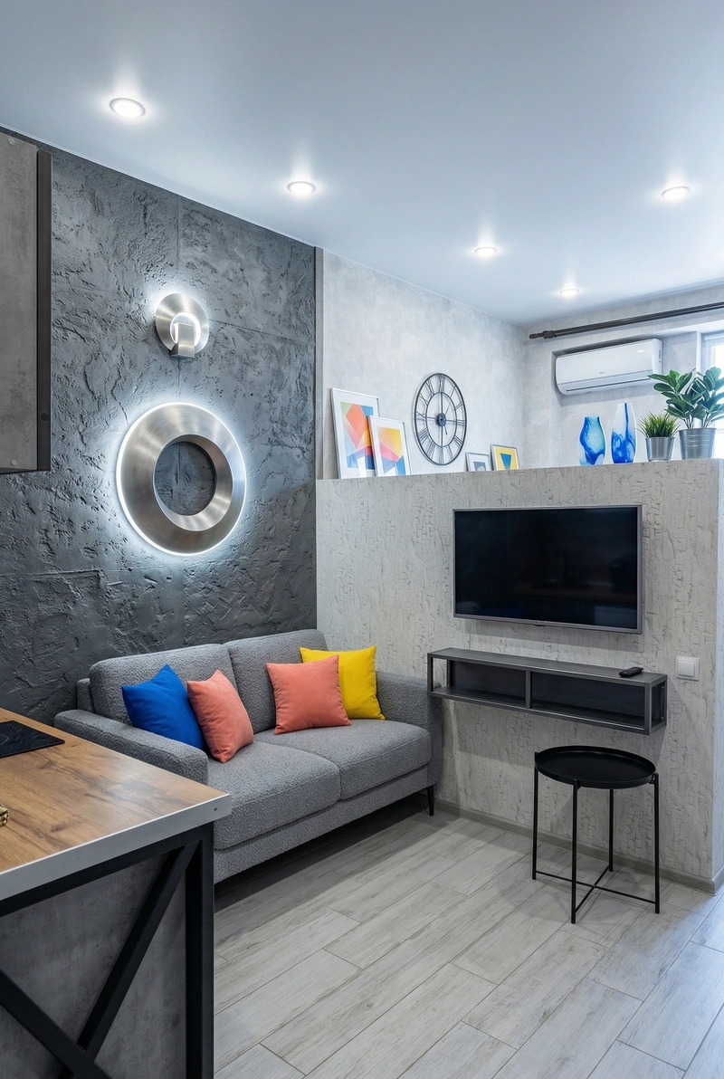 Дизайн гостиной в стиле Лофт — фото интерьера от нейросети RoomGPT