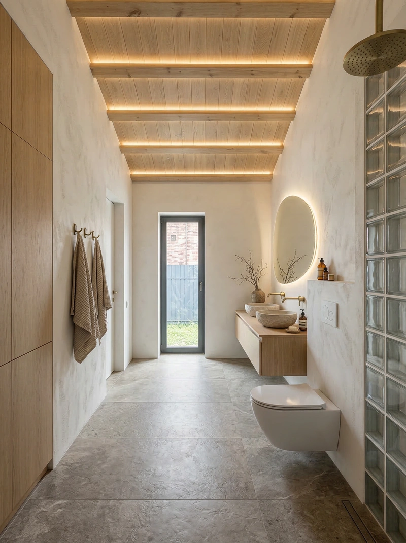 Дизайн ванной в стиле Japandi — фото интерьера от нейросети RoomGPT