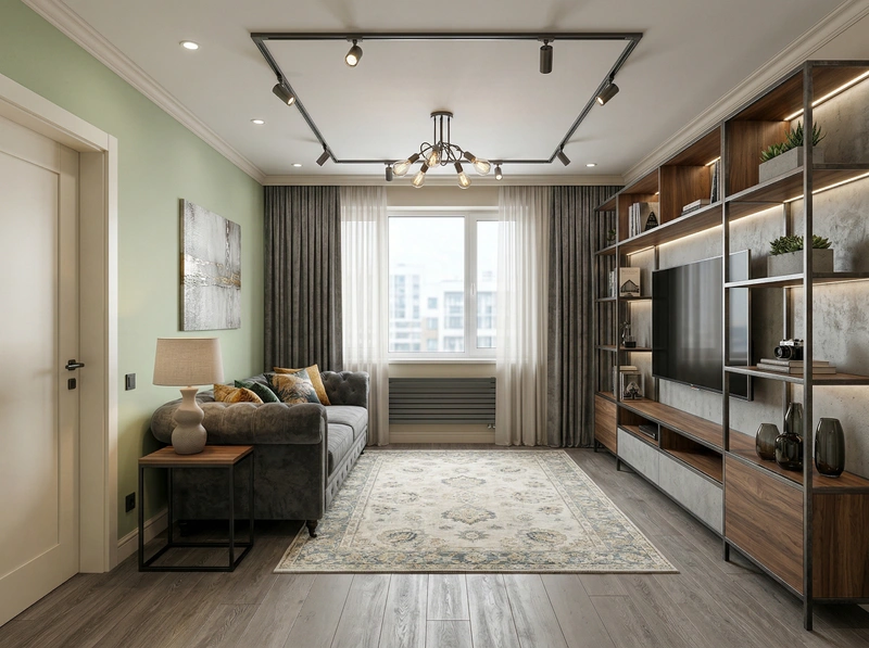 Дизайн гостиной в стиле Лофт — фото интерьера от нейросети RoomGPT