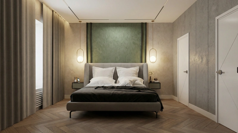 Дизайн интерьера в стиле Контемпорари — Спальня от нейросети RoomGPT