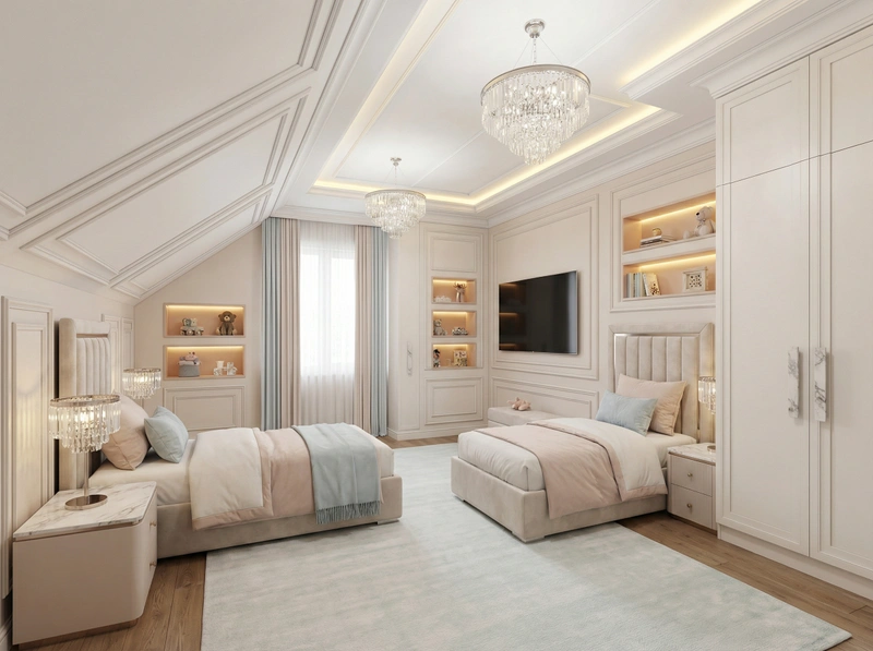 Дизайн детской в стиле Классика — фото интерьера от нейросети RoomGPT