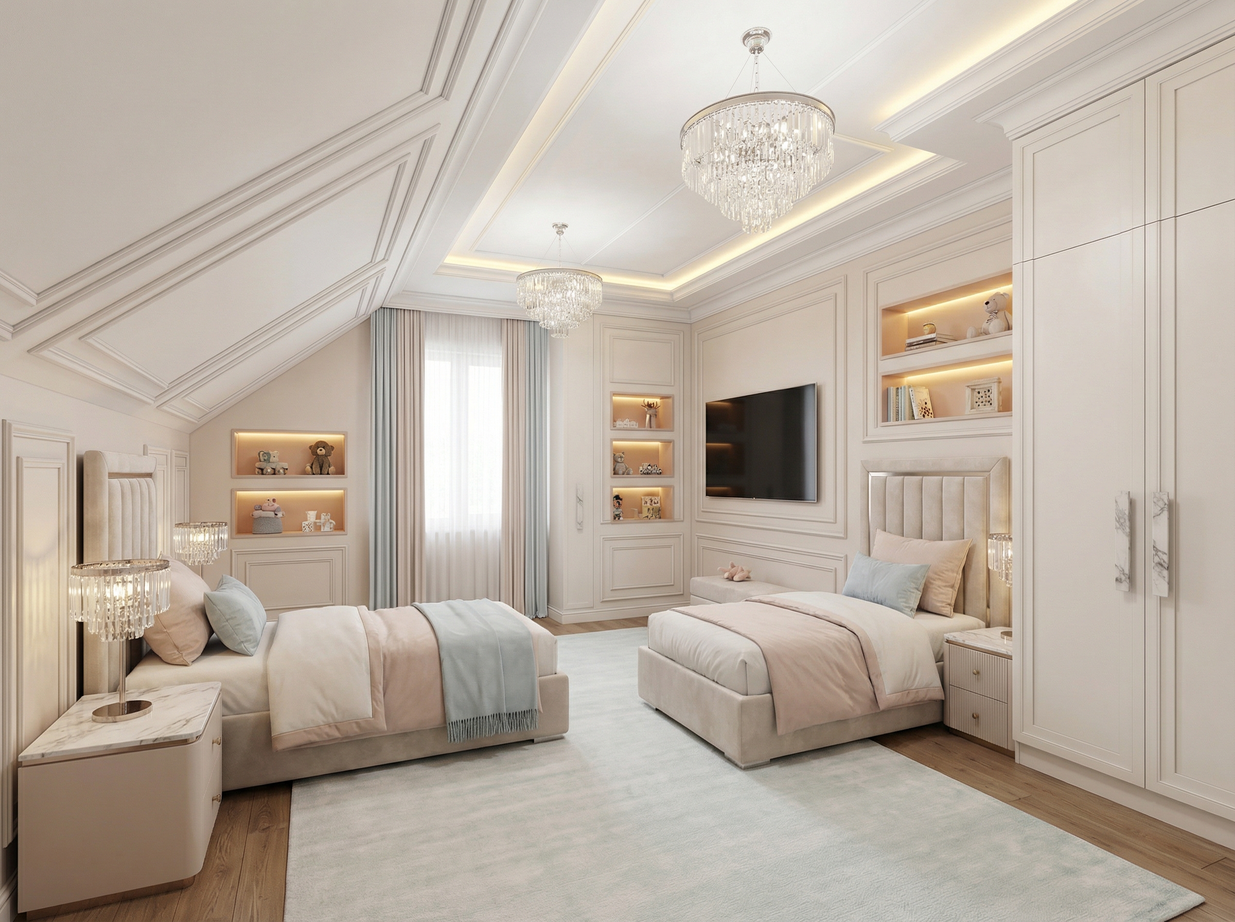 Дизайн детской в стиле Классика — фото интерьера от нейросети RoomGPT