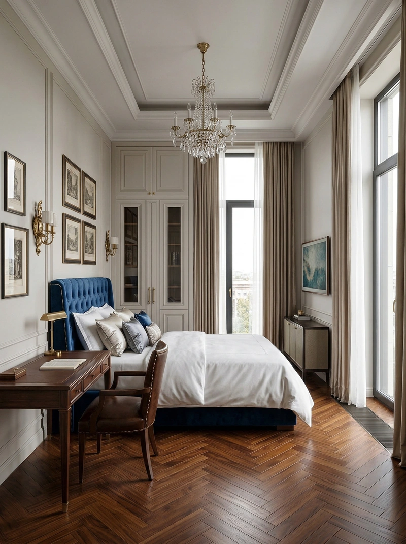 Дизайн спальни в стиле Классика — фото интерьера от нейросети RoomGPT