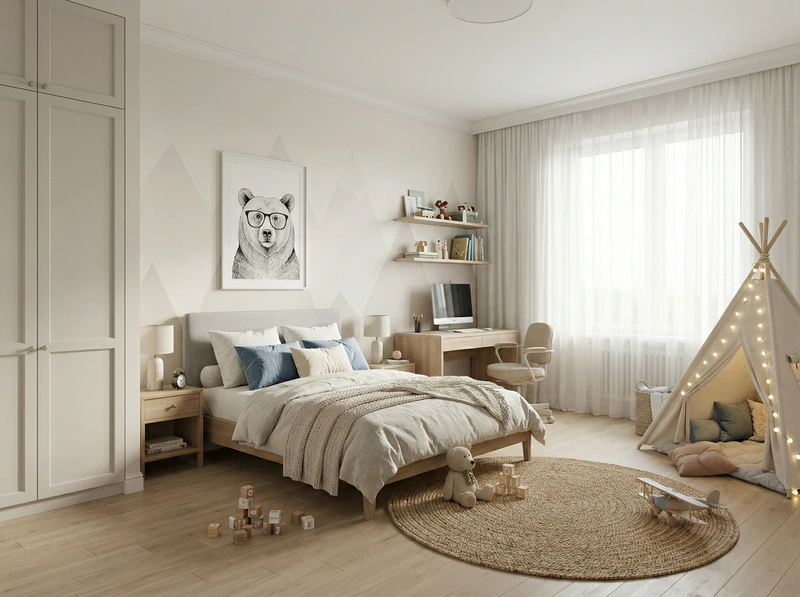 Дизайн интерьера в стиле Хюгге — Детская от нейросети RoomGPT