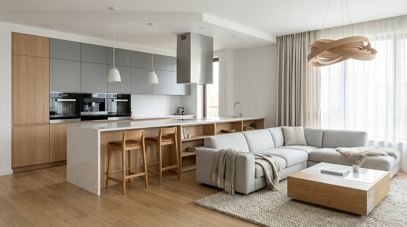 Дизайн интерьера в стиле Сканди — Кухня от нейросети RoomGPT