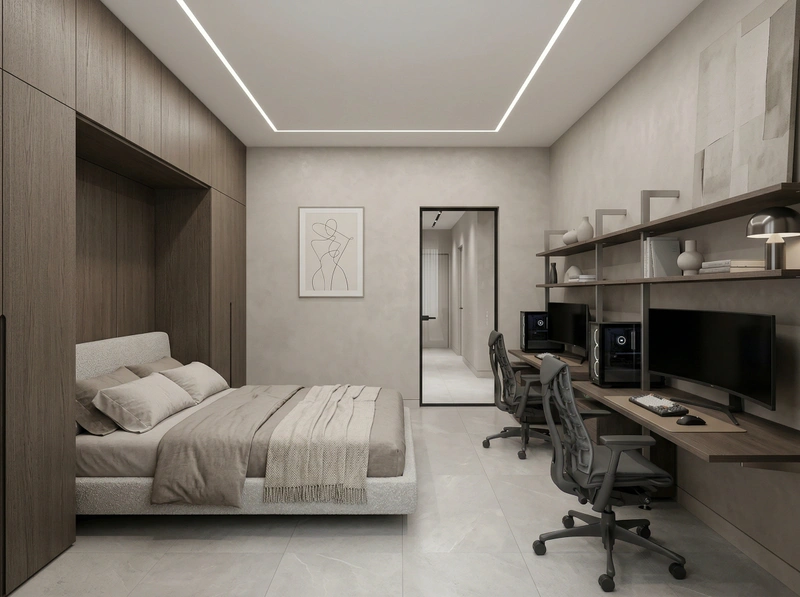 Дизайн спальни в стиле Минимализм — фото интерьера от нейросети RoomGPT