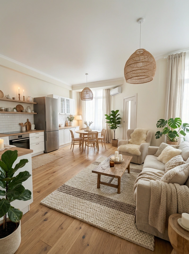 Дизайн интерьера в стиле Хюгге — Гостиная от нейросети RoomGPT