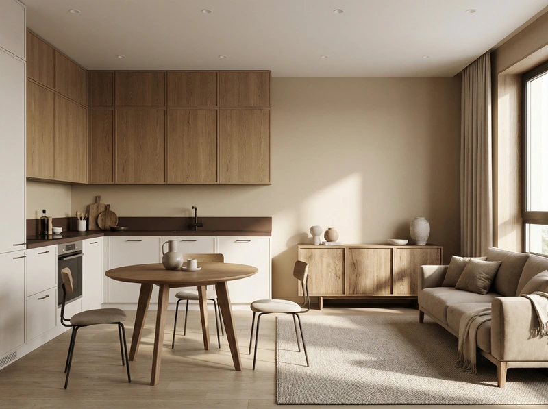 Дизайн кухни в стиле Japandi — фото интерьера от нейросети RoomGPT