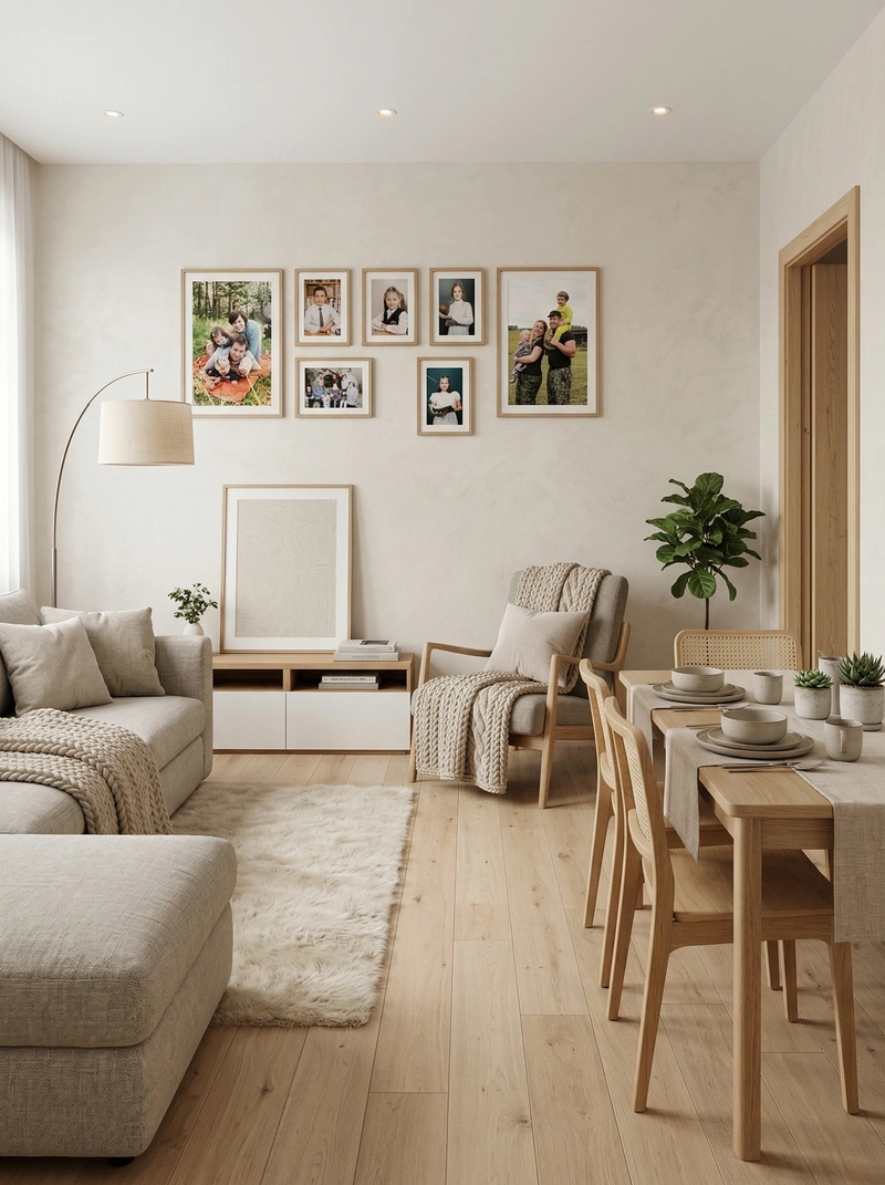 Дизайн гостиной в стиле Хюгге — фото интерьера от нейросети RoomGPT