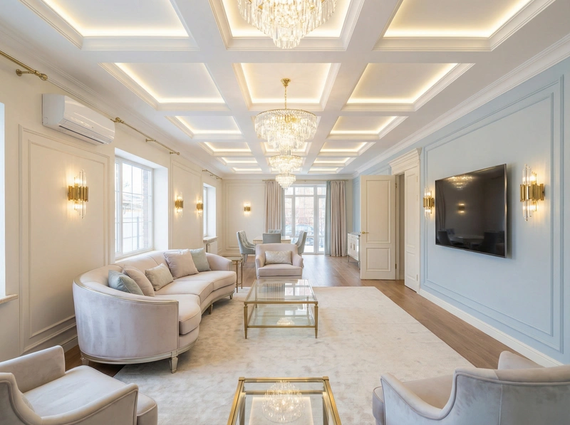 Дизайн интерьера в стиле Неоклассика — Гостиная от нейросети RoomGPT