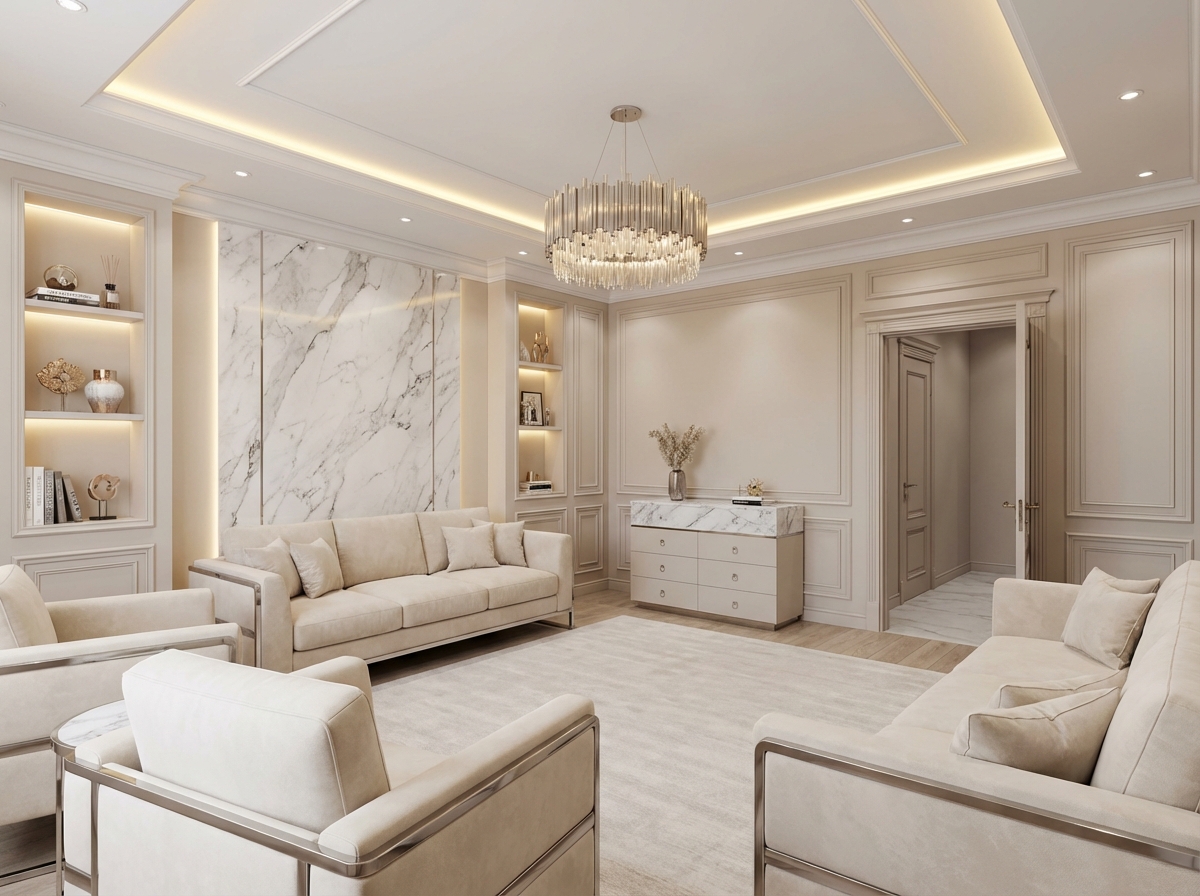 Дизайн гостиной в стиле Классика — фото интерьера от нейросети RoomGPT