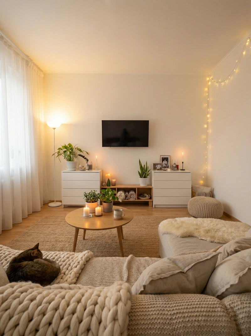 Дизайн интерьера в стиле Хюгге — Гостиная от нейросети RoomGPT