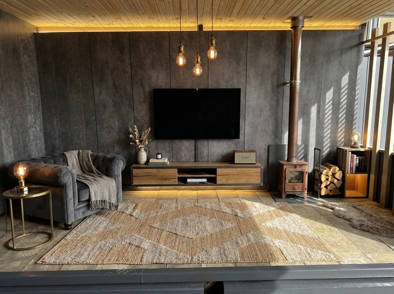 Дизайн гостиной в стиле Лофт — фото интерьера от нейросети RoomGPT